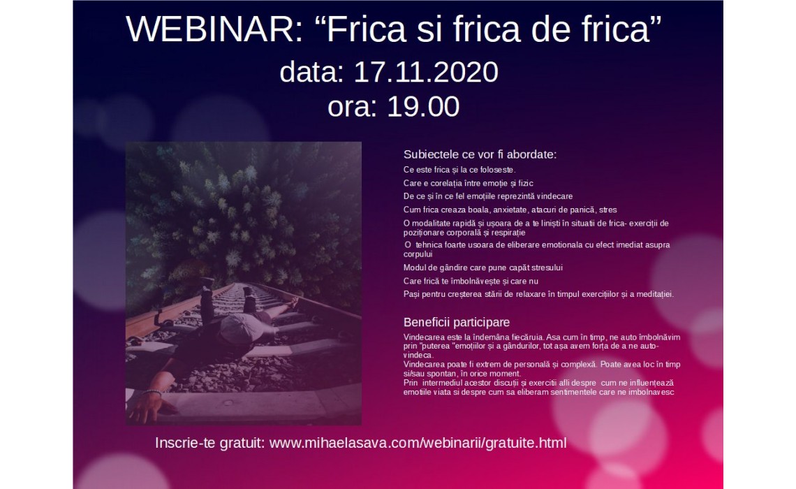 You are currently viewing Webinar „Frica si frica de frica”